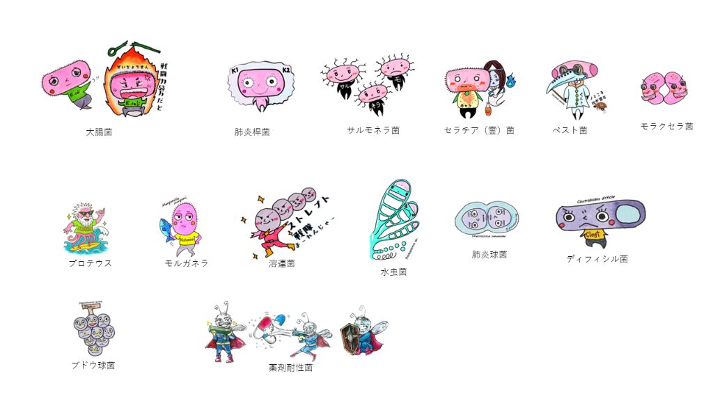 図3　医学部生対象の講義では、菌のイラストを作成して活用