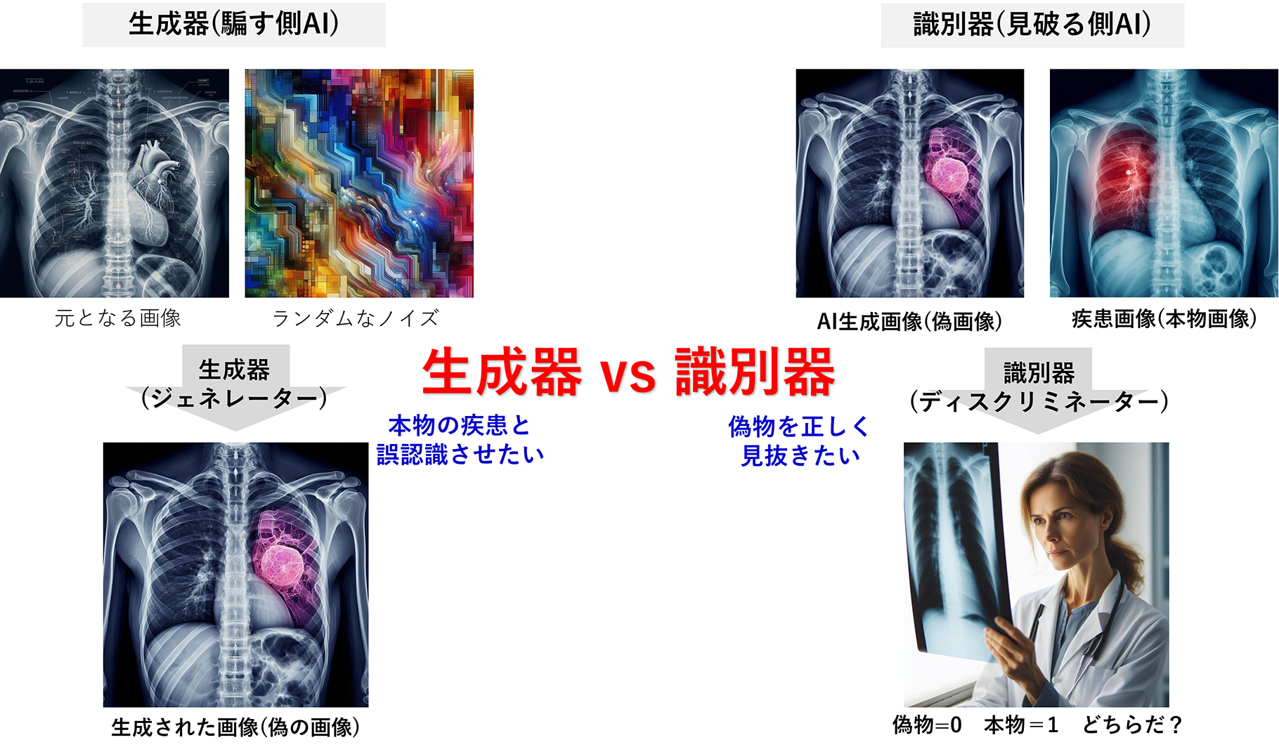 図2：敵対的生成ネットワークによる医療画像の生成